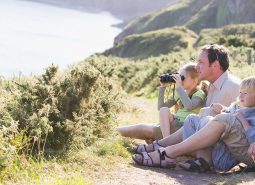 Family birdwatching in Cornwall