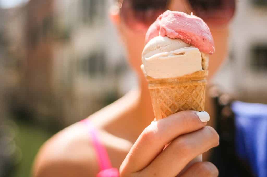 Woman holiday an ice cream