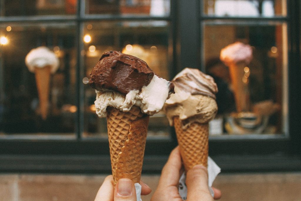 Two cones of ice-cream